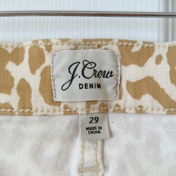 J. Crew Leopard Print 10" High Rise Toothpick Cropped Skinny Jeans Tan Cream 29 - Picture 10 of 16